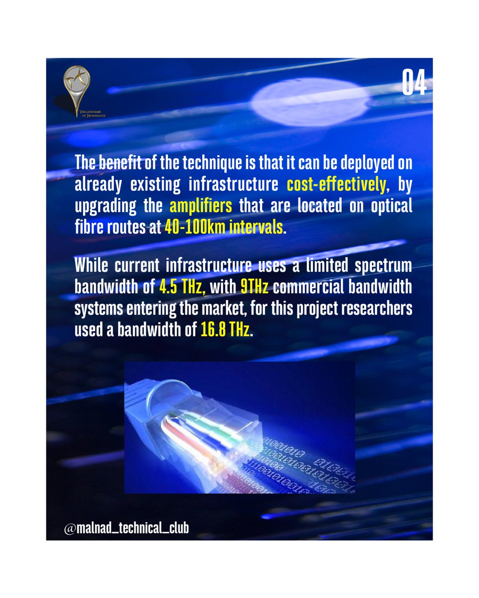 MalnadTechClub's tweet photo. Researchers have achieved the world's fastest internet speed which is 4 times faster than the previously recorded speed.
#mce #malnadtechnicalclub #tech #covid19 #vtu #didyouknow #technology #internetspeed #fastinternet #internet #UCL #xtera #kiddiresearch #researcher #epsrc https://t.co/odxYyLtVEs