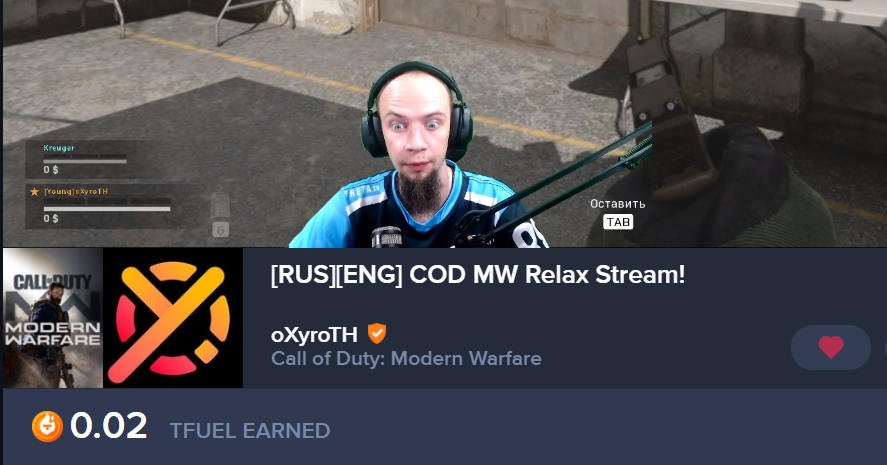 oXyroTH's tweet photo. And the stream has already begun! Come in!)
https://t.co/HpiRWLGUnV
Come, let's play and earn together. $Tfuel $Theta It's time #gaming #streamers #CODMW #oxyroth https://t.co/7iAC86Ya5k