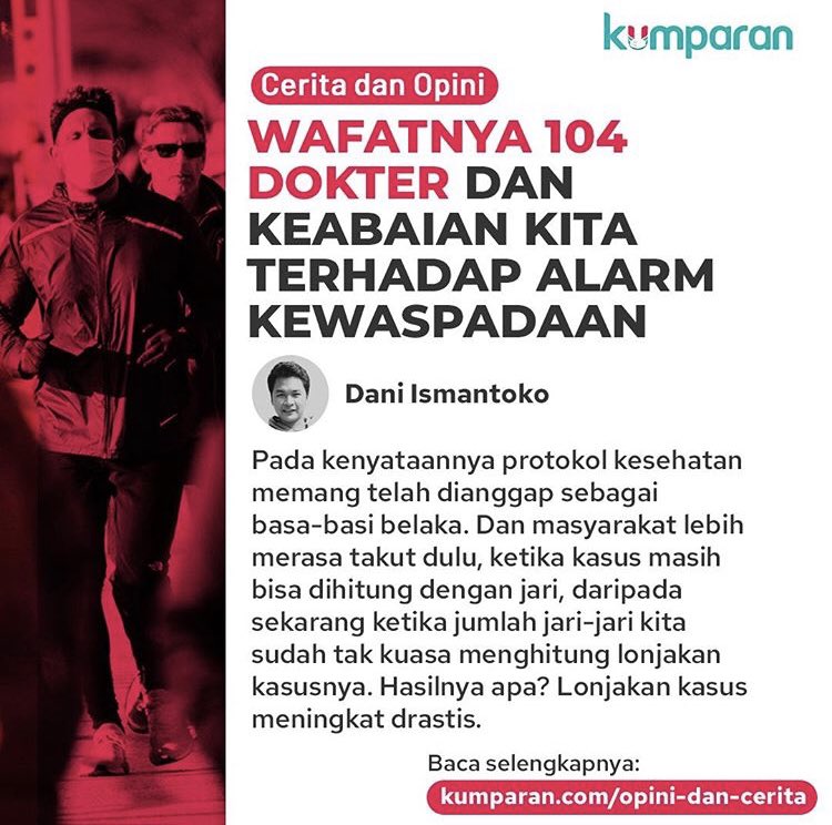 DibalikBingkai's tweet photo. Per 7 September 2020 ini, angka kematian tenaga medis yg menangani Covid-19 sudah lebih dari 100 jiwa. Dan ini akan terus bertambah. Namun yg berperan secara langsung bukan hanya mereka saja, selengkapnya di https://t.co/DlKDC7xly0 https://t.co/yGRl2LjlQz