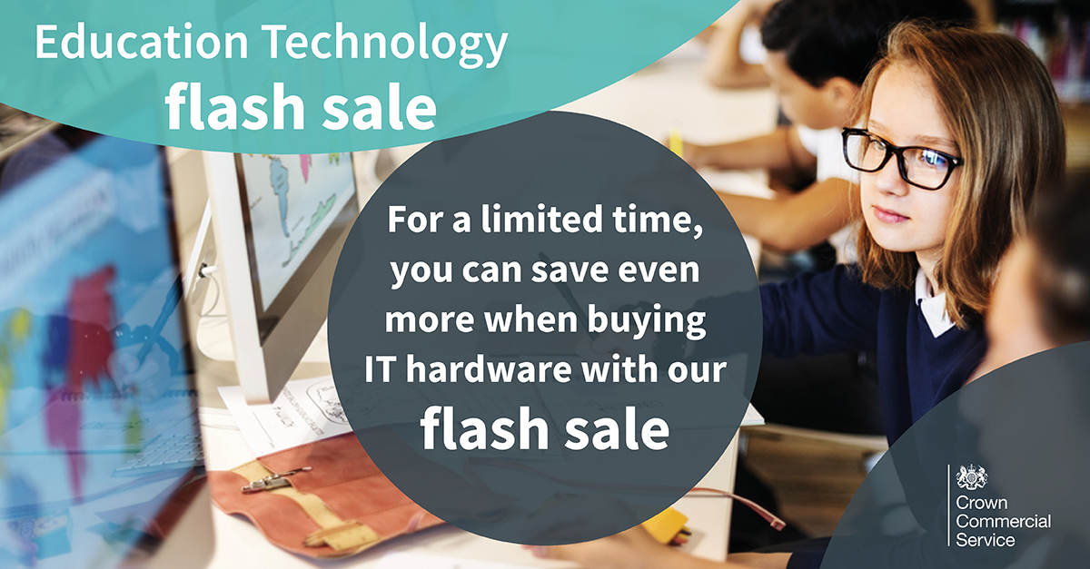 gov_procurement's tweet image. New flash sale for Education Technology: save up to 20% on a range of products including laptops, Chromebooks and Macbooks. 

Find out how to view the deals: bit.ly/3l38KEk #edutech