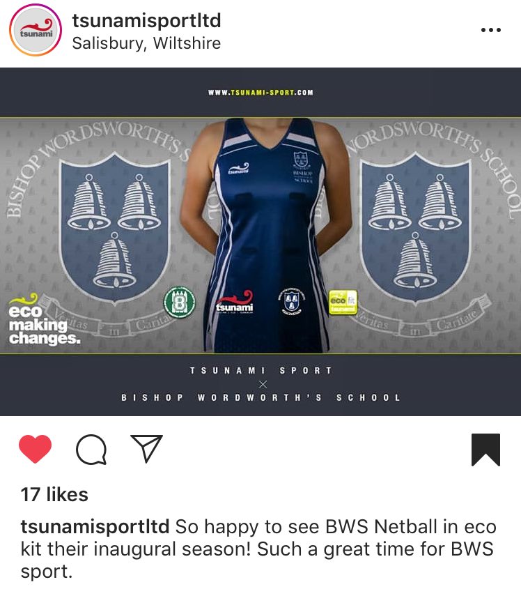 Excited to see our <a href="/BWordsworths/">Bishop Wordsworth's</a> netball team in action wearing the fresh kit from <a href="/TsunamiSport/">Tsunami Sport</a> designed with their eco fabric. Proud to be supported by local legends <a href="/girlslovefit/">GIRLS LOVE FIT</a> #bettereveryday instagram.com/p/CE1SL_0g8Lg/…