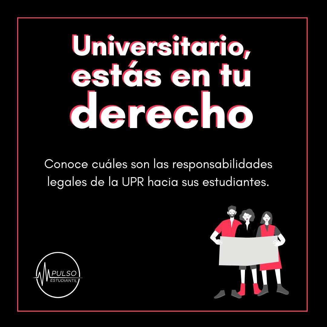 ¡Estudiante de la UPR! 

¿Tienes dudas de cuáles son tus derechos como estudiante de la institución? ¿Eres estudiante de nuevo ingreso? 

👉 Accede al enlace para conocer cuáles son los deberes del sistema para con sus estudiantes: pulsoestudiantil.com/misderechosupr