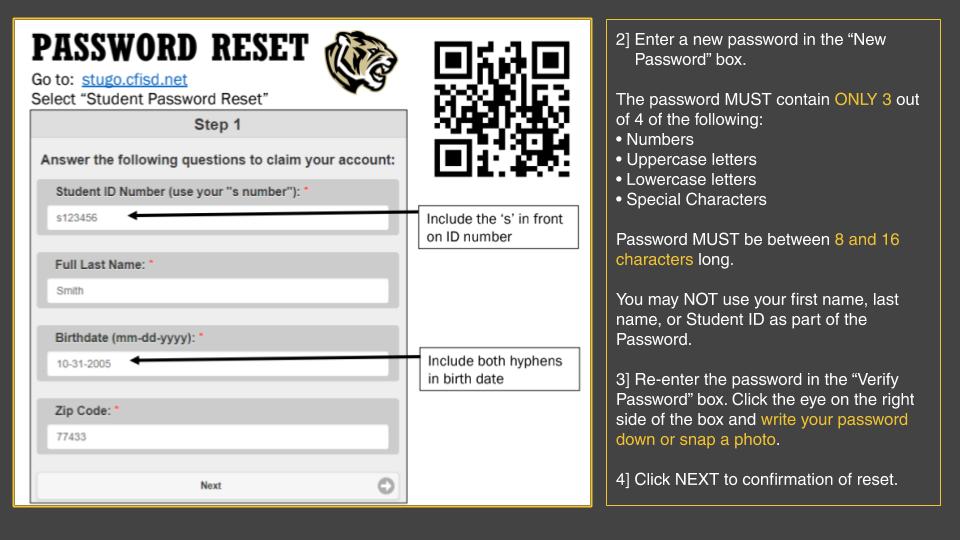 CyParkLibrary's tweet photo. Reset your password @CypressParkHS Tigers by going to https://t.co/D6PLX5HntU at your point of need. Here are easy instructions to follow! https://t.co/gkbMC8axEN https://t.co/JZYLw90Dyp