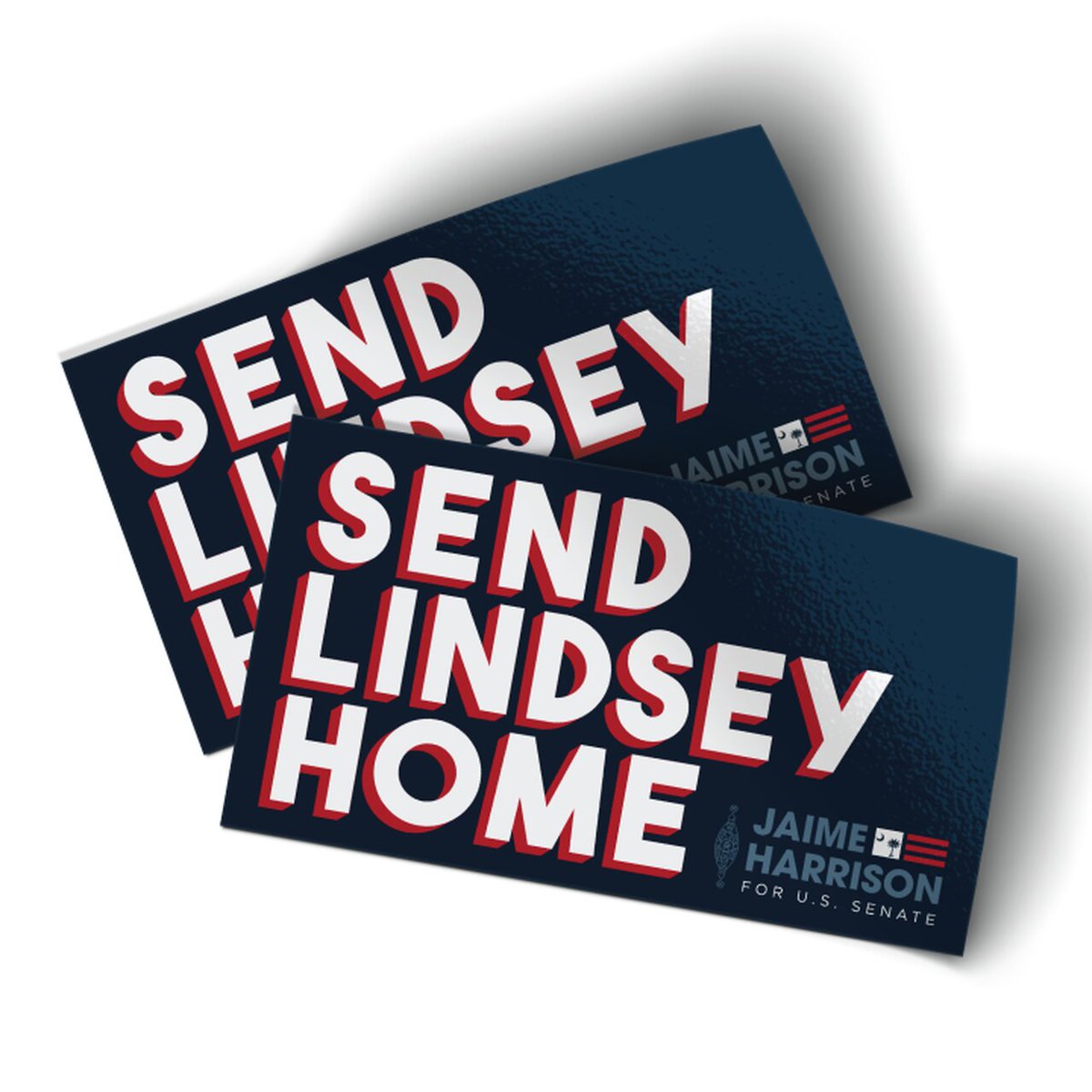 Swag4Dems's tweet photo. If you're looking for a sticker, bumper or otherwise, to show your support for @harrisonjaime, I think "Send Lindsey Home" is a sentiment we can all get behind. https://t.co/WCJeLKwHJ0