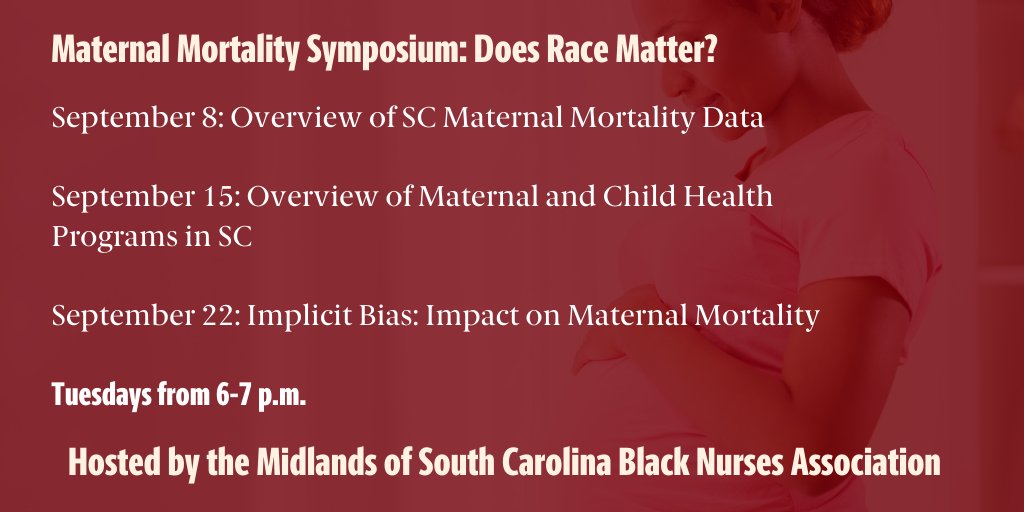 UofSCNursing's tweet photo. College of Nursing PhD student, Curisa Tucker, and Associate Dean for Diversity, Equity, and Inclusivity, Coretta Jenerette will be the guest presenters on September 22nd. ➡️ For more information email: midscbna@gmail.com https://t.co/PRA1AaIRi3