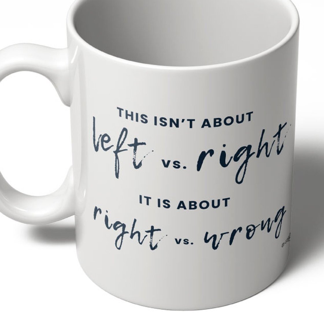 Swag4Dems's tweet photo. Finally, a more somber message that reminds everyone, republicans included, what this election is about: "This Isn't About Left vs Right. It's about right vs wrong." 

You can get it on shirts and stickers, too, but I think it goes best with coffee. 

https://t.co/iI2h7hAzph https://t.co/hBbB0SAxB0