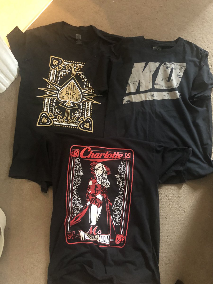 WWF_Hasbro_Dan's tweet photo. New @WWE T-Shirt’s arrived today all in Large not XL as a result of the running weight loss, favourite is the @QoSBaszler tee. ♠️ #CrankRipTear https://t.co/9YRfxmwIWo