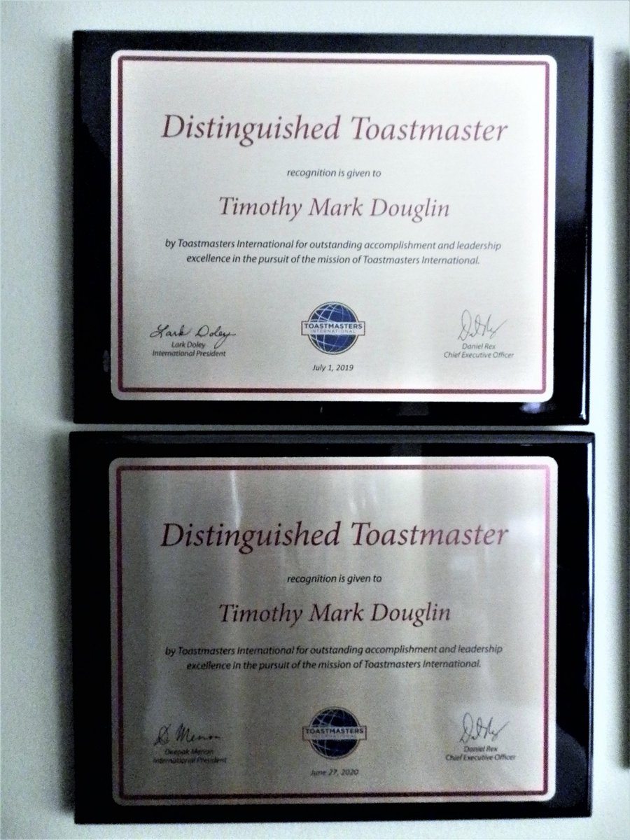 I am proud to share that I earned the Distinguished Toastmaster (DTM) designation back-to-back in 2019 and 2020 in the Traditional and Pathways program. #leadership #communication #professionaldevelopment #toastmastersinternational👍👍