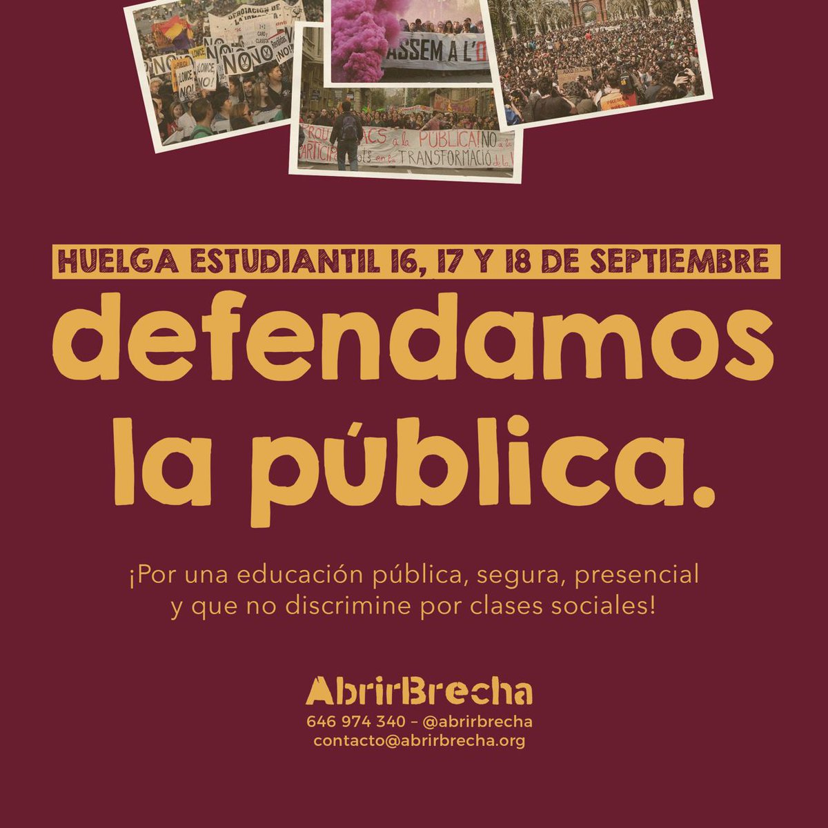 AbrirBrecha's tweet photo. 📝✊🏾 Desde Abrir Brecha ante una situación insostenible en los centros de estudio de todo el estado español hemos decidido apoyar la huelga estudiantil convocada para los días 16, 17 y 18 de Septiembre. 

Hilo 👇🏽 https://t.co/vkcOgOqZxs