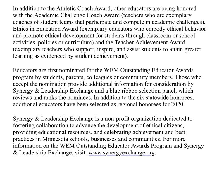 mshssca's tweet photo. A big congrats to Bemidji Boys Soccer Coach Rick Toward on being named a WEN Award recipient in the Athletic Coach Award category, which recognizes educators that are also coaches. @BHSJacksSoccer @MSHSLjohn https://t.co/AIwiACdctk