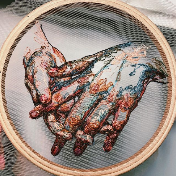 Embroidery on tulle by Kathrin Marchenko