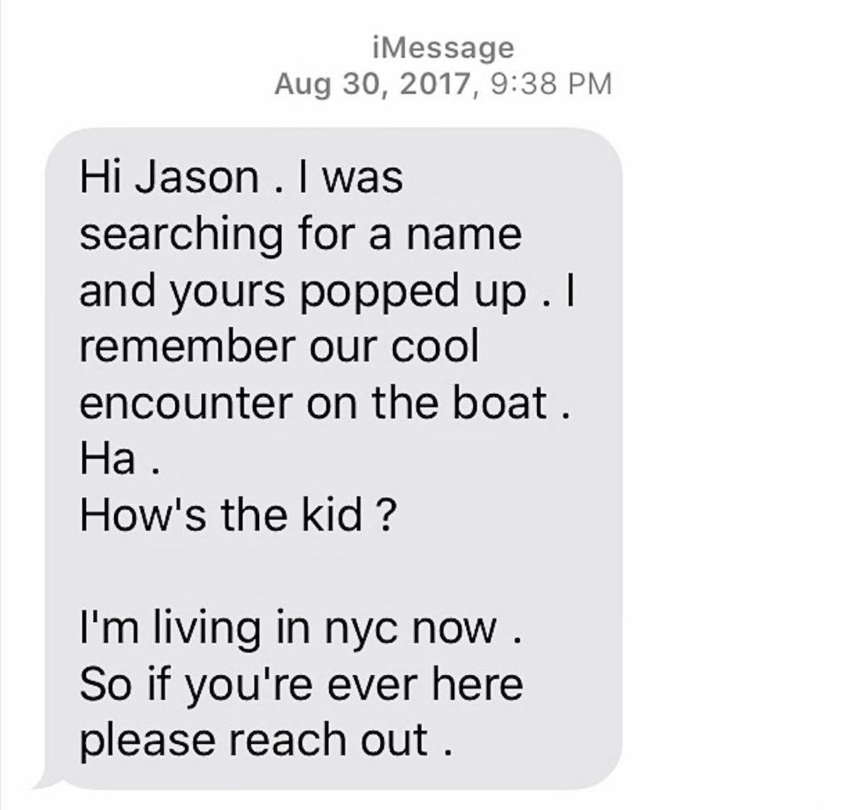 LucidJay's tweet photo. @kingwow Once Andre 3000 was on my ferry ride to Alcatraz and I said hi. My 6 y.o. autistic son came over and started talking his ear off about German Shepherds, his obsession at the time. Andre talked to him about dogs for like 20 mins. We exchanged numbers. 4 years later I got this text https://t.co/XleYfbBfGO