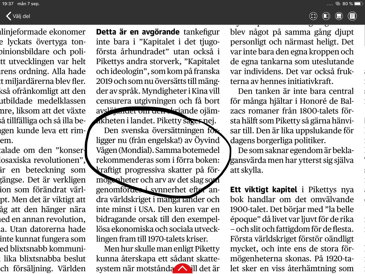 En fråga till <a href="/MondialForlag/">Mondial</a> - är det sant att ni har låtit översätta Thomas Pikettys senaste bok från dess engelska översättning? Att ni har översatt en översättning?
Om ja - är det verkligen en omöjlighet att översätta en bok från franska?