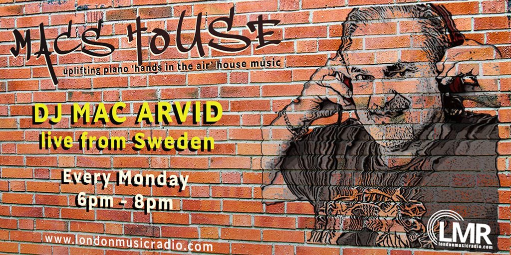 DJMacArvid's tweet photo. Let's extend the weekend...
You are ALL invited to "Mac's House" on the top of the hour! 
2 hours of nice and uplifting house-music. 
LIVE and direct from LMR studio 4 in Sweden.
https://t.co/X5Fu5RffoP https://t.co/XLNu3eYOYW