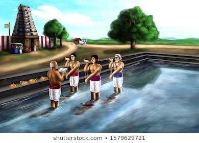 All humans give anajali or tarpan with water to their ancestors three times. All the fingers should be joined and water is offered watching the aditya (Sun).On mahalaya amavasya Tila tarpana is done by all including grihastas to their deceased ones.