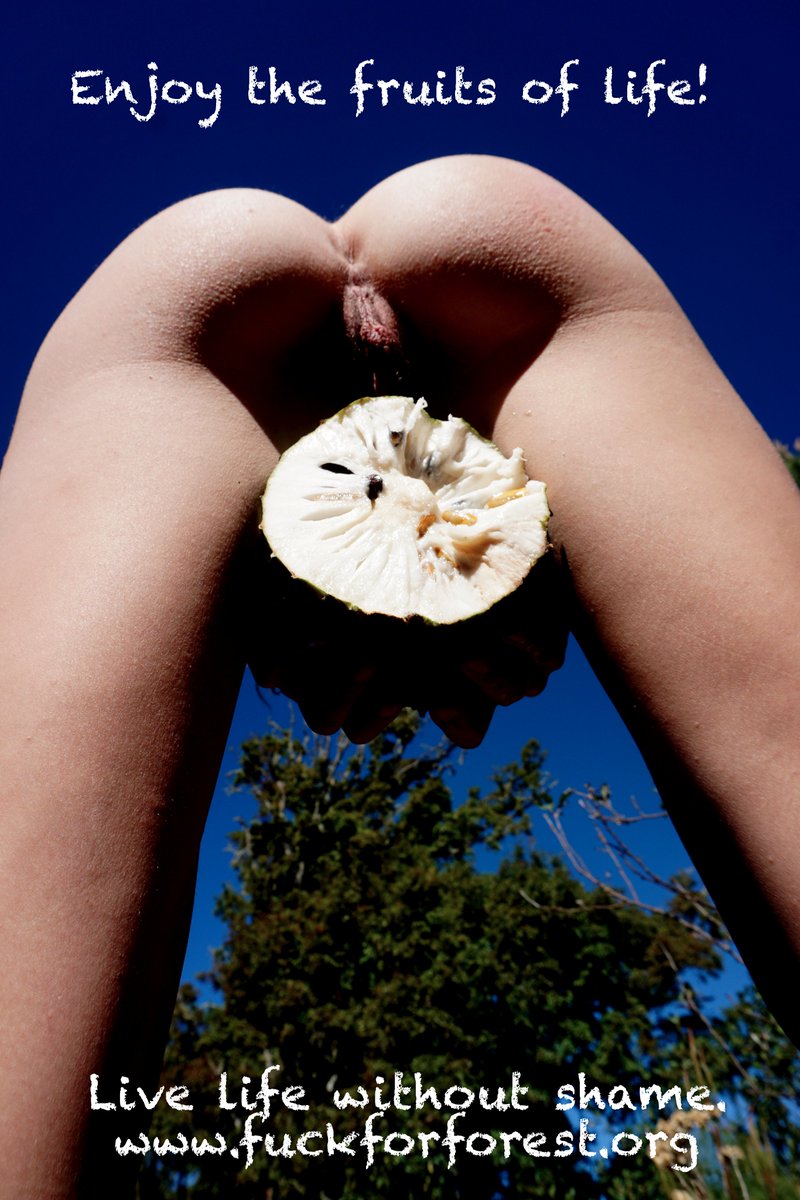 FFFtribe's tweet photo. #Vaginas or #fruits. What is most #obscene or #vulgar to watch? Show everything of nature or nothing. How can anyone think a #pussy or #dick is more #offensive than #politic or #religion. What #creates and what #destroys. You know? #fuckforforest #activism #art #nude #porn #sex https://t.co/Mi8FN8xt8U