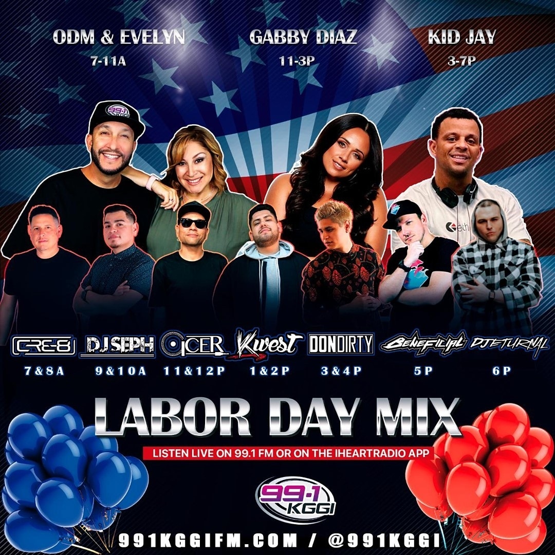 We're live in the mix all day long on <a href="/991kggi/">99.1 KGGI</a> #labordaymix I'll be going on at 11am-1pm 🤟🤟
