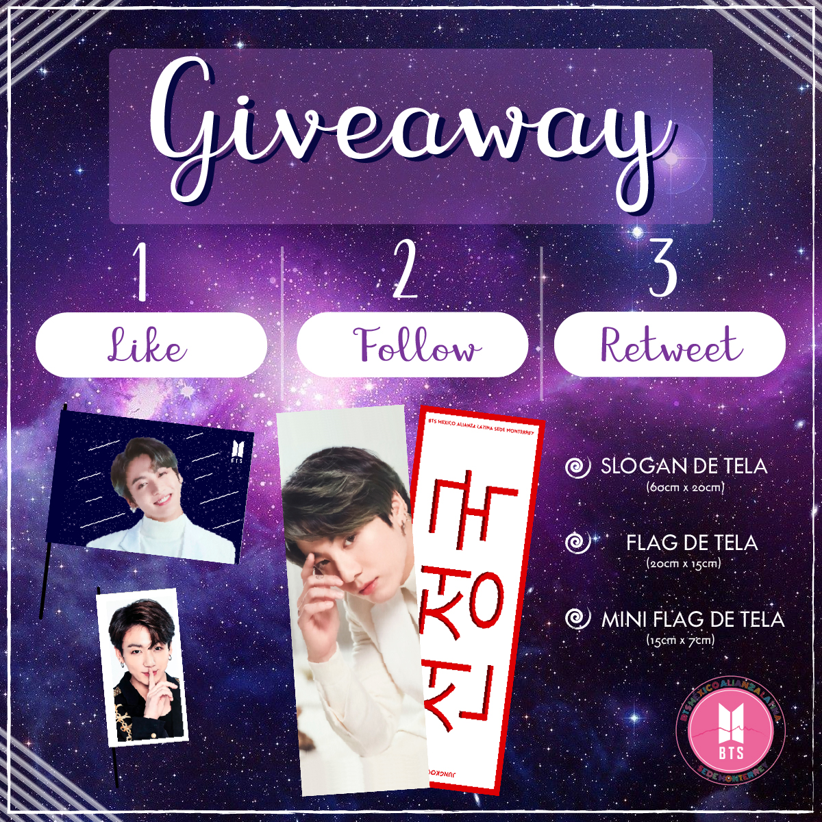 BTS_MTY's tweet photo. ¡ARMY!

Como bien dice la imagen, en esta ocasión te invitamos a ser parte de 3 diferentes GIVEAWAY que traemos para ti.

Este es el primero de ellos:

Te dejamos el link directo a los otros dos a continuación (hilo) https://t.co/QGFz5cM2XT