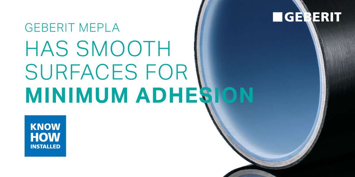 geberitpro's tweet image. The inner plastic layer of #Geberit Mepla pipes, the high-quality PE-RT, has a surface roughness of only 0.7µm so it is more difficult for limescale and biofilm to adhere to. 

bit.ly/31YL3Eu

#Geberit #Mepla #Multilayerpipe #installationsystems #plumbingandheating