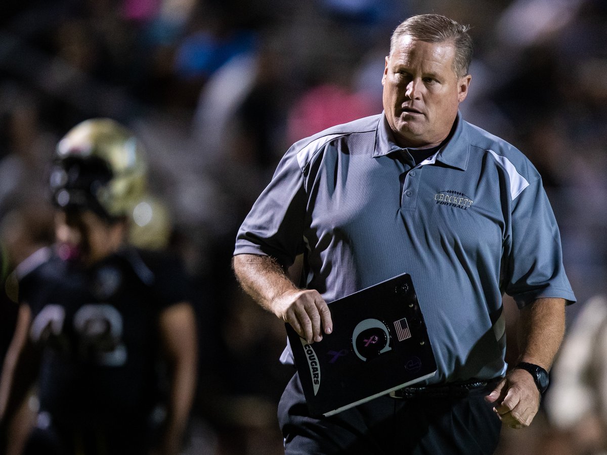 Rickyprep's tweet photo. Coach John Waugh of Crockett HS in the @AustinISD has announced his retirement, effective immediate. Was HC of the Cougars 23 years. Always up front with the media. We wish him well @statesman @uiltexas #centexpreps https://t.co/mrhBeqbXwO