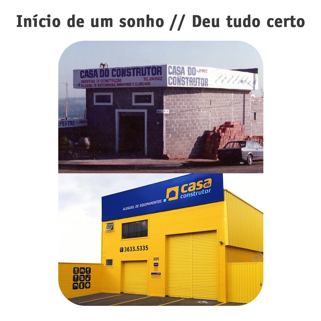 Construlino (da Casa do Construtor) on X: O sonho começou em 1993, na  cidade de Rio Claro-SP. Em 2020, já são mais de 290 unidades da Casa do  Construtor espalhadas pelo Brasil