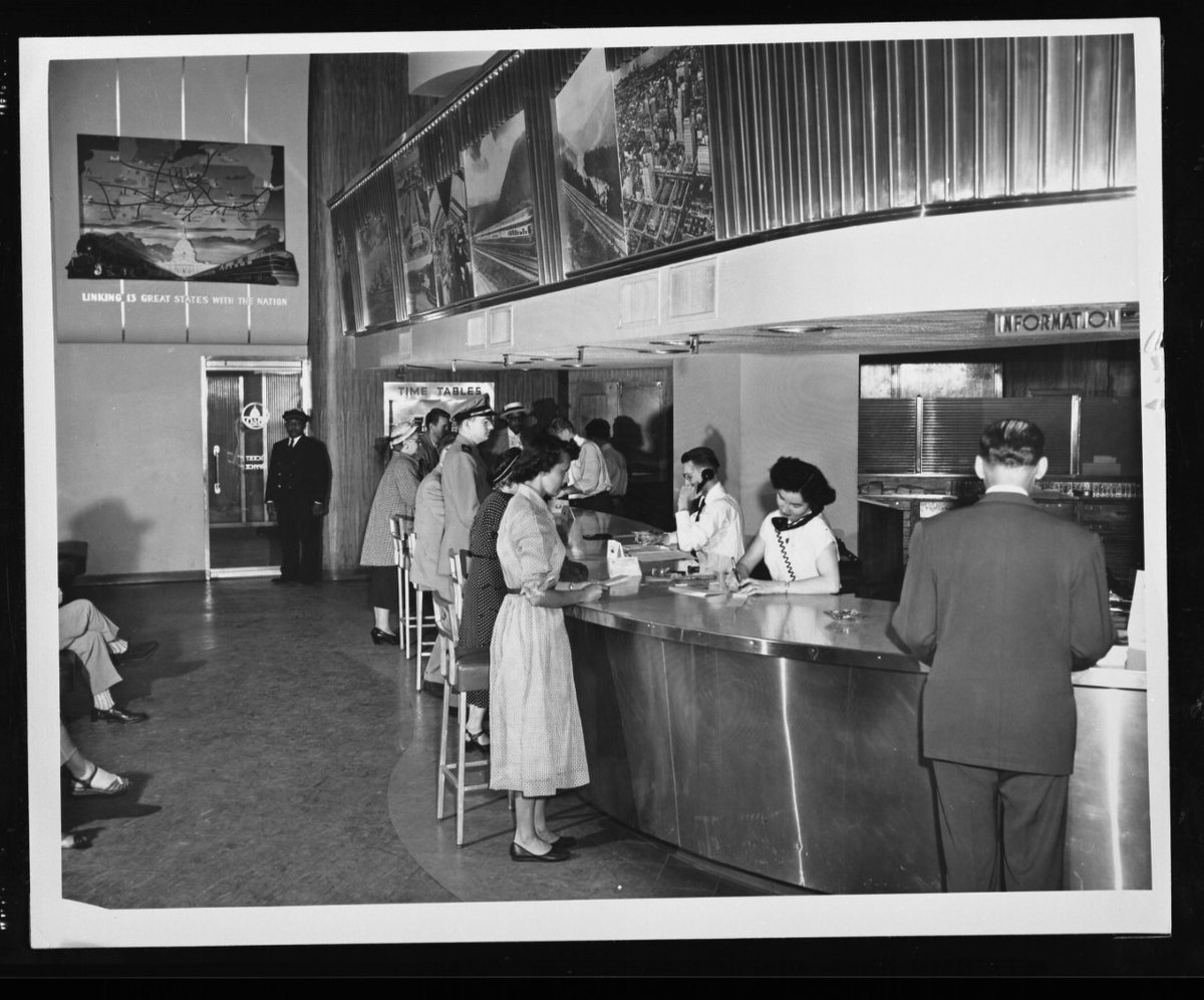 Grandparents Day is coming up on Sept. 13, and you can give yours the gift of a B&amp;O employee record search! If you think someone in your family may have worked on the railroad, submit an employee record search request at borail.org/B-and-O-Employ…
📷: B&amp;O ticket counter, ca. 1945.