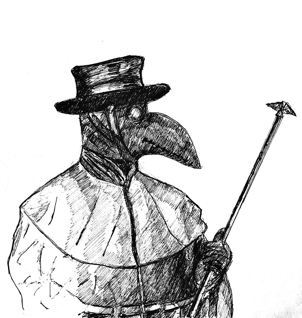 Plague Doctor 1. 
Micron Inkpen on paper. 
Drawn Aug 2020. 
#plaguedoctor #darkartist #religiousfigure #traditionalart #inkdrawing #gothic #drawing