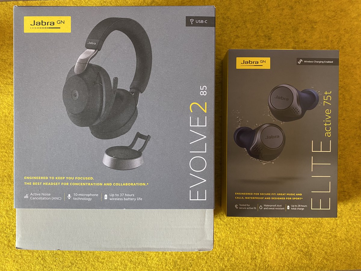 eliostruyf's tweet photo. My @Jabra_US test devices just arrived. #Evolve285 (Teams version) and #Active75t 

Will update my #review about the Jabra Evolve2 85 once I did the first tests. You can read the current one here: https://t.co/T3vuWgg6hn

@Bose @SonyElectronics @Plantronics @BangOlufsen https://t.co/VynZeapDZs