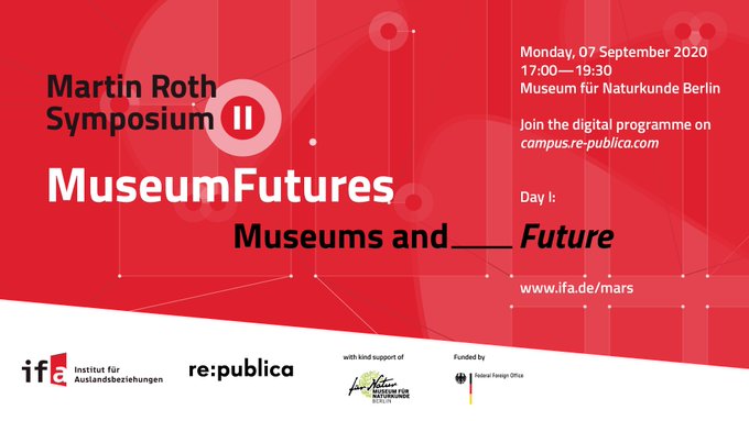 lauracolapietro's tweet photo. The 2nd #MartinRoth Symposium #MuseumFutures starts today. Join leading international experts discussing challenges and visions for #museums and #culture.
7-11 Sept, 5-8pm CEST. FREE.
Tune in https://t.co/GfMkiiwpHC
Details at https://t.co/uLeZKlIA4b #MaRS2 https://t.co/hdEISoS0aw