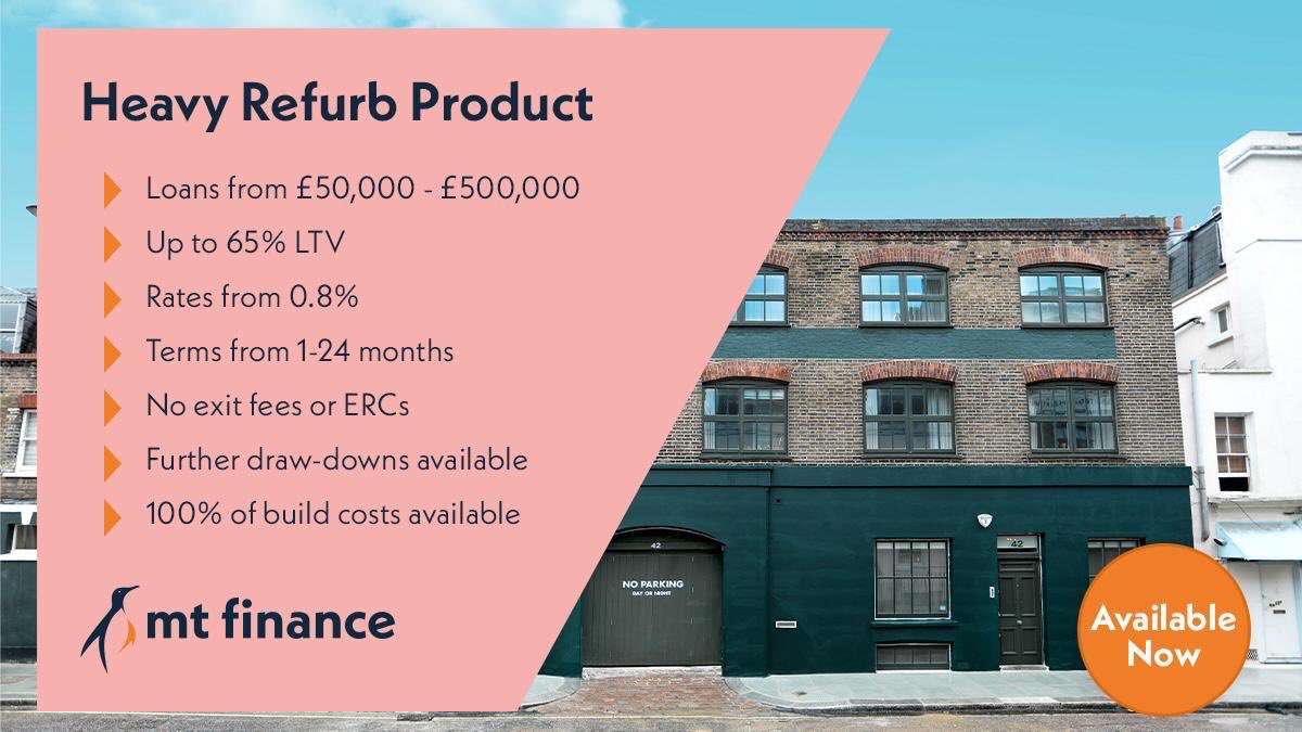 MTFinance's tweet image. Our heavy refurb product is designed to help property investors and developers fund their renovation, with speed and with minimum fuss. We can also provide 100% of the build costs in stages to keep costs down. bit.ly/35eZzej #effortlesseverytime #propertyconversion