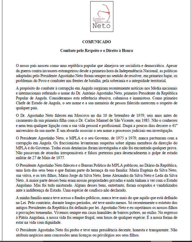 WillFitzgibbon's tweet photo. Firestorm in Angola after @news_gotham @ICIJorg revealed the Swiss probe into CEO Carlos Manuel de São Vicente.

Vicente married into the family of Angola's first president, Neto. Neto's family has furiously reacted to journalists who mention his name.

https://t.co/HBA79NkcI1 https://t.co/v1MNMH8hcc