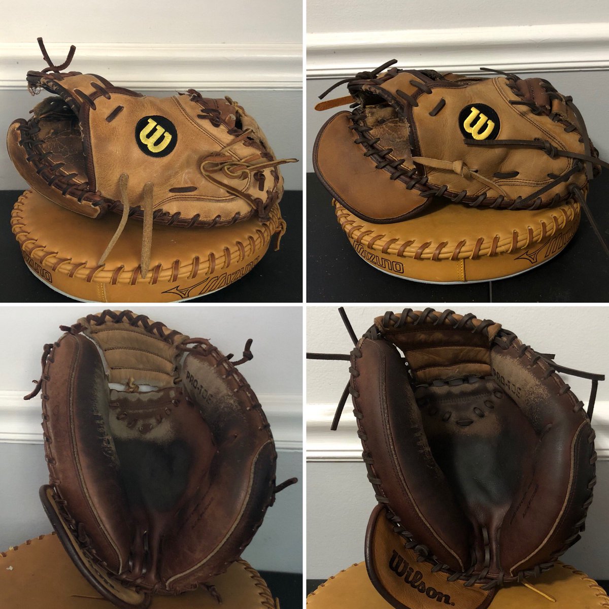 SanchysMittFix's tweet photo. The WORKS
This original Wilson A2K Pudge had a life! It has been well used around the @gopro_ball facility for lessons and bullpens for all ages. Was tossed this mitt and asked “what can you do with this thing?”
#ballplayersbalm #goprobaseball #wilsonballglove #baseballislife https://t.co/Zc3WeLbeb7