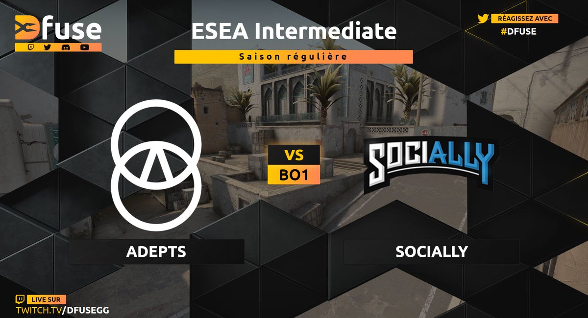 DfuseGG's tweet image. Retour du circuit ESEA ce soir et on continue de suivre les équipes francophones ! 🇫🇷
3/3 victoires ce soir ? 🤔

ESEA Main
19h🇫🇷 @UBITEAM vs @visugaming1  🇫🇮

ESEA Intermediate
20h🇫🇷 @ADEPTS_TEAM vs @SociallyEsports  🇬🇧
21h🇫🇷 @teamMYD vs #Missingtag 🇬🇷

🎥twitch.tv/dfusegg