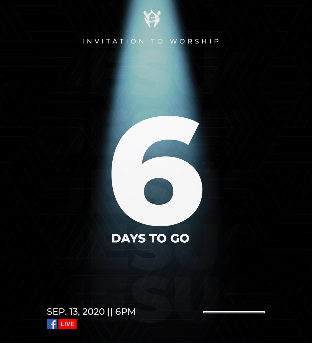 ITW_NIG's tweet image. 6 Days to go!!!
Save the date || Get your devices and data ready🤣 || Get set for an encounter!!!
Sunday, Sept. 13 || 6pm || Facebook LIVE 
#Jesus
#invitationtoworship2020
#ITW2020