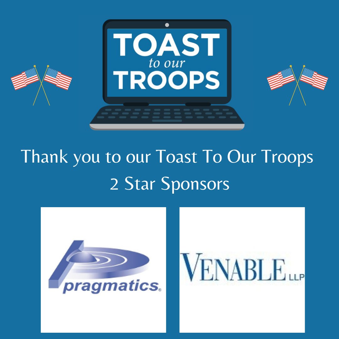 codeofsupport's tweet photo. Thank you @Pragmatics_Inc and @VenableLLP for sponsoring for the #ToastToOurTroops virtual event! Your sponsorship shows your commitment to our nation's heroes - and we are so thankful!
Don't forget to register for the #TTOT virtual broadcast for FREE at https://t.co/fSkzzBnZkA https://t.co/I2VAZUt60u