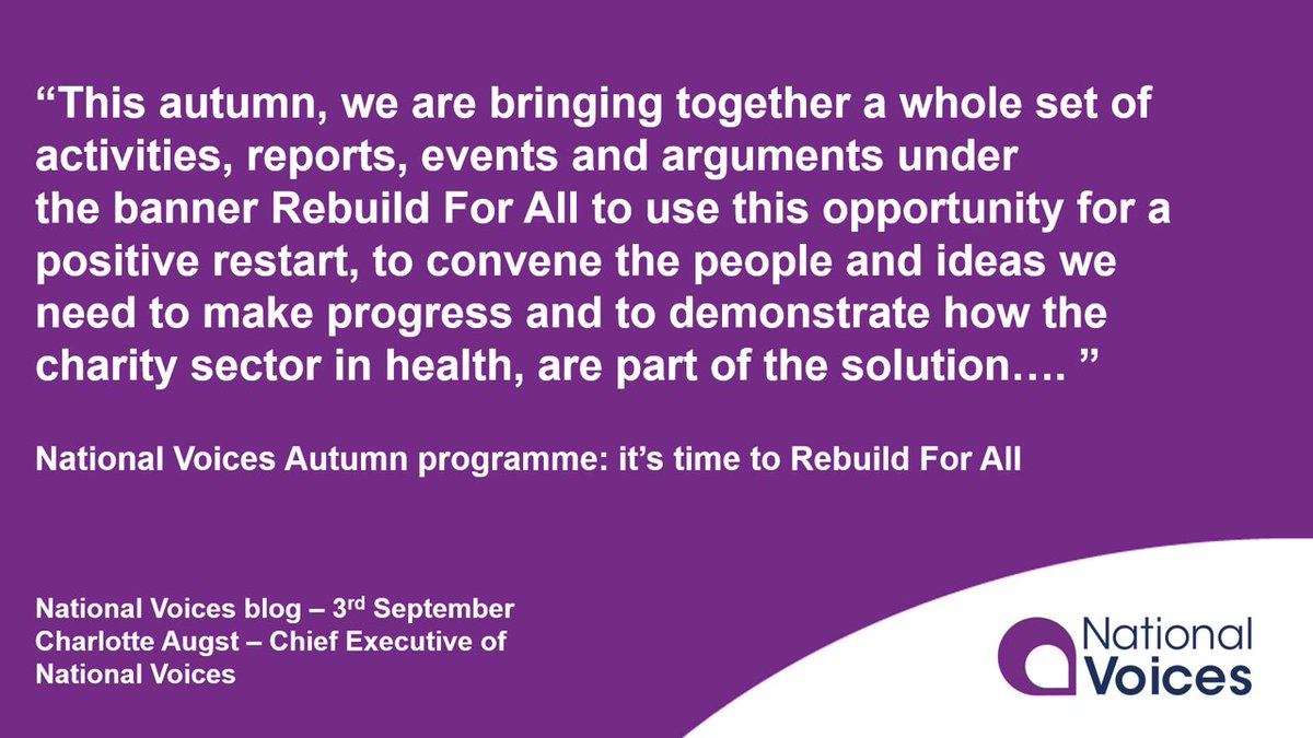 NVTweeting's tweet photo. In our latest blog, @CharlotteAugst sets out what we have planned ahead for our Autumn programme #RebuildForAll. https://t.co/KsjLtEaHp5. https://t.co/hJ90KzGVlC