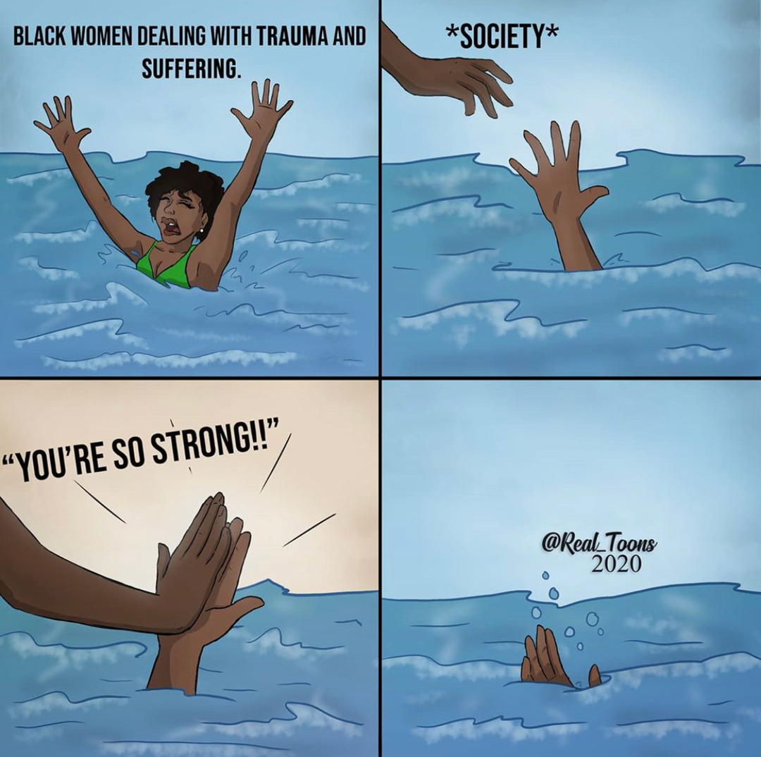 NiaZamar's tweet photo. #facts 😒 What's a moment in your own life where this comic really rang true?
•
Source @real_toons
•
#strongblackwoman #protectblackwomen #tenderness #misogynoir #vulnerability #vulnerabilityisstrength #radicalselfcare #radicalsoftness #selfcareisntselfish #restisresistance https://t.co/bWELXQi29w
