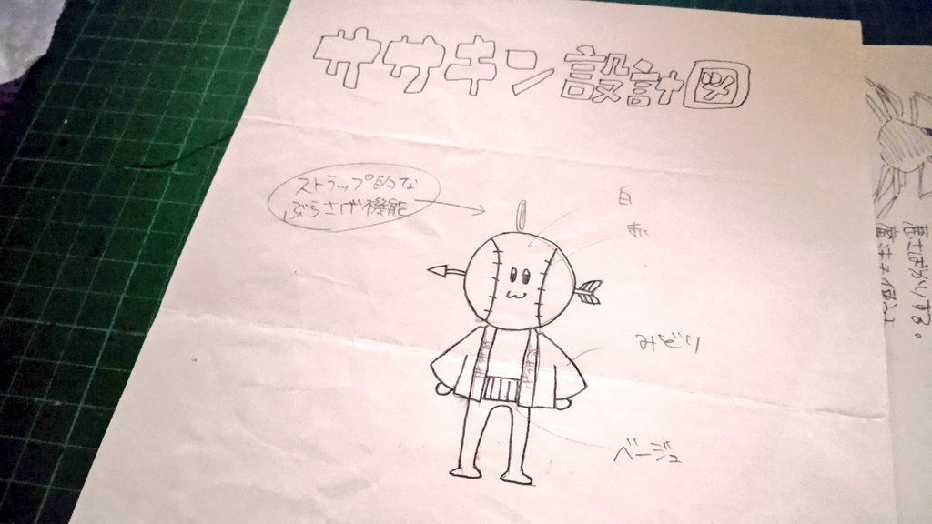 昔の話だが私の妹のお友達が私の通う大学に入学してきたんで勝手にマスコット化してぬいぐるみ作ってプレゼントしたんだよね。そんときの資料。ササキンのことササキン呼ばわりしてたの私だけ。会ったの1度だけ。ウケる。友達の兄から自作の謎ぬいぐるみ貰うとかエグいよな。 
