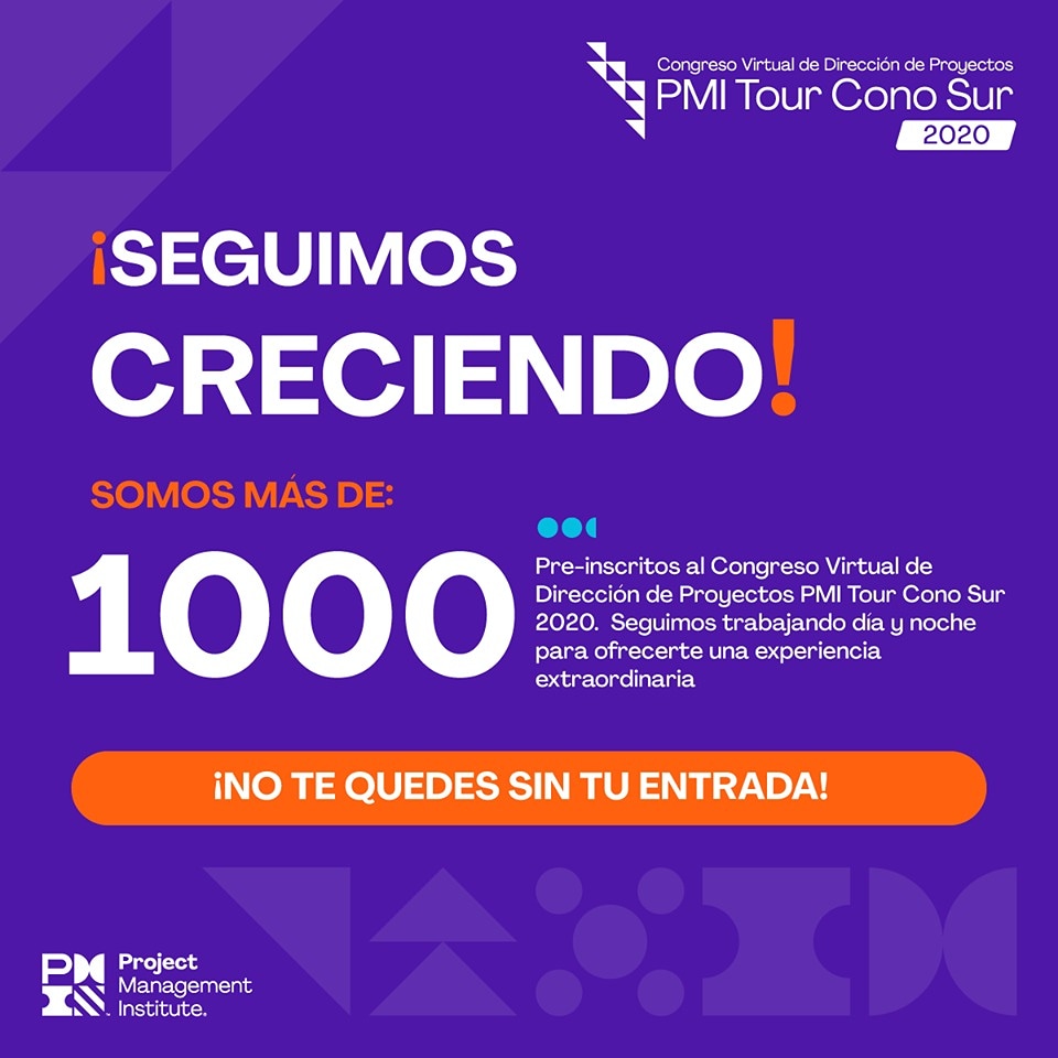 Se viene el Congreso más grande de Latinoamérica en Dirección de Proyectos!
Reservar tu entrada, hasta el 14/09 hay descuento: bit.ly/3bDSAwL