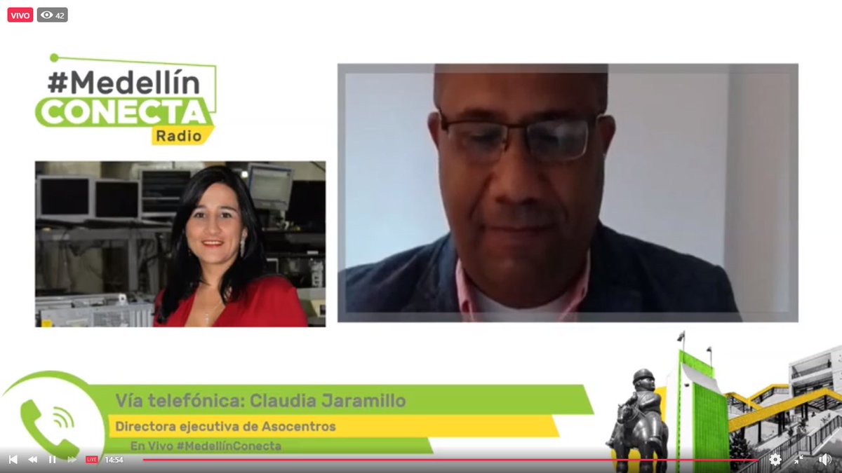 En #MedellínConecta radio hablamos con Claudia Jaramillo, directora ejecutiva de <a href="/Asocentros/">Asocentros</a>, sobre el proceso de reactivación económica de los centros comerciales de la ciudad. Invitados a conectarse.