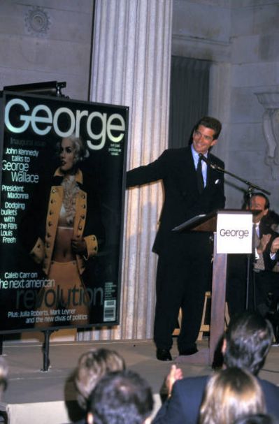 Patrick_Small86's tweet photo. 25 years ago today, JFK Jr, debuted his magazine George. Groundbreaking publication combining politics and entertainment. #George25 #JFKJr #DebutIssue #CindyCrawford #Politics #Entertainment https://t.co/dpyOih8ORg