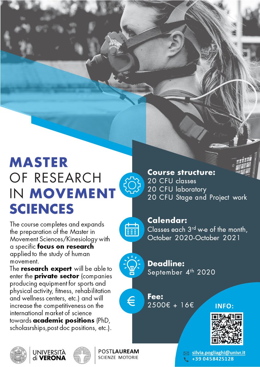 PogliaghiSilvia's tweet photo. Check out the newborn "Master of Research in Movement Sciences" at #Univr. https://t.co/5piOze4PE1