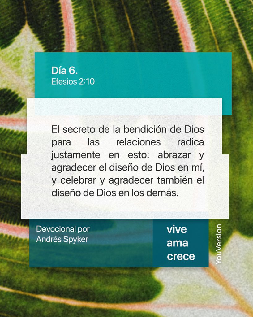 andresspyker's tweet photo. Nuestro diseño revela nuestro propósito, nuestro destino.

Somos la obra maestra de Dios y él quiere que el mundo vea a Jesús a través de ti y de mí conforme a su fino trabajo en cada uno.

#viveamacrece 

https://t.co/Oplby2ECMz https://t.co/zLpIGnVAbK