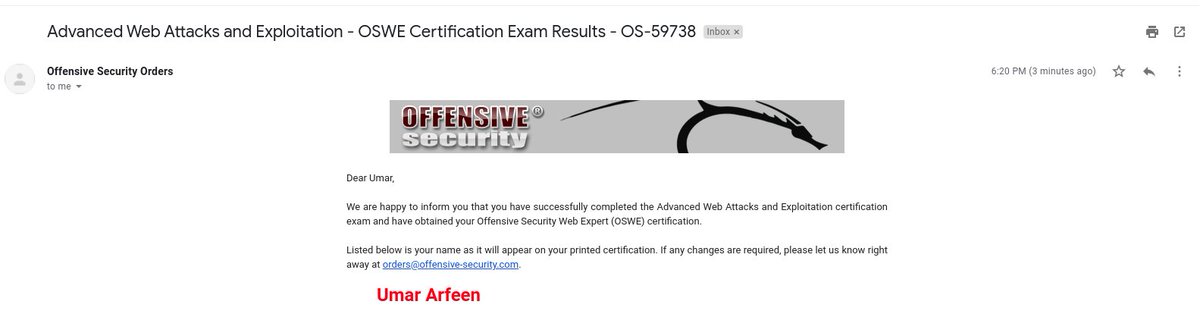 syed__umar's tweet image. Alhamdulillah! ( : ❤️

Did it before turning 19 💪🕺

#tryharder #oswe @offsectraining