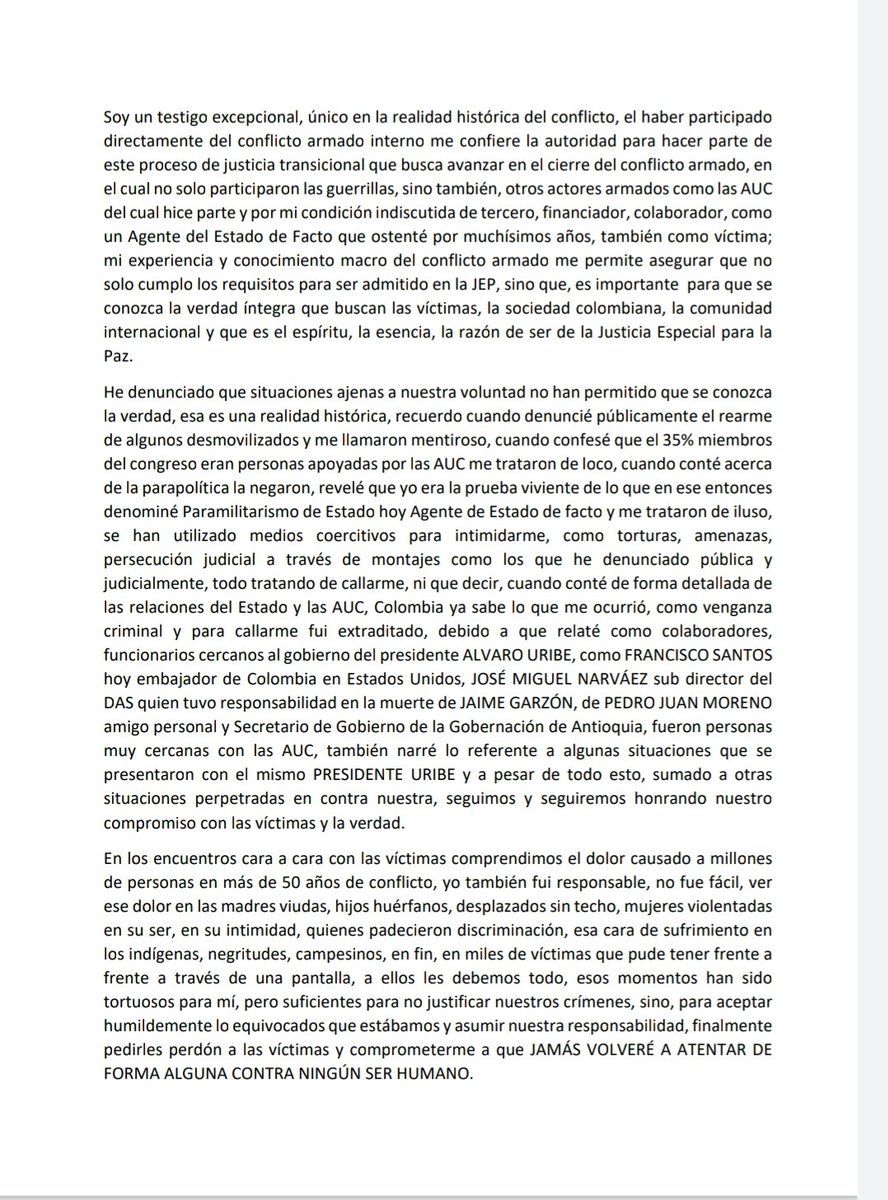 angelamrobledo's tweet photo. Relata Mancuso a @AlvaroLeyva que su extradición fue una venganza por empezar a contar como funcionarios del gobierno de Álvaro Uribe, entre ellos Francisco Santos, eran cercanos al paramilitarismo. Colombia merece conocer la verdad. https://t.co/uOOHd7O934