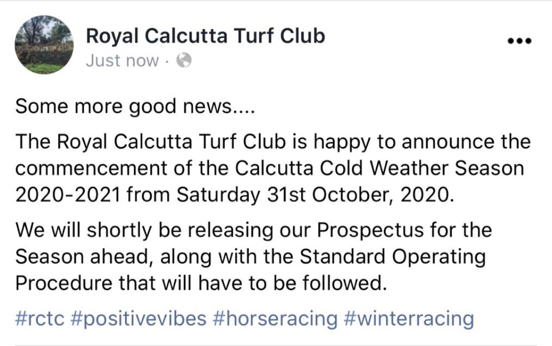 indiaracedotcom's tweet photo. Kolkata season 2020-21 will commence from 31st October 2020. https://t.co/AjiSy6VtFU