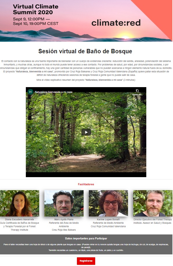CruzRojaVLC's tweet photo. 💭¿Os imagináis poder estar en contacto con la naturaleza cuando por algún motivo no podéis salir de casa?
📆Experimenta la experiencia este 9 de septiembre registrándote en: https://t.co/ZWVdMmdSPk 
🌿#NaturalezaBienvenidaAMiCasa de @CreuRojaBalears y @CruzRojaCV #ClimateRed https://t.co/2a3pFCmASD