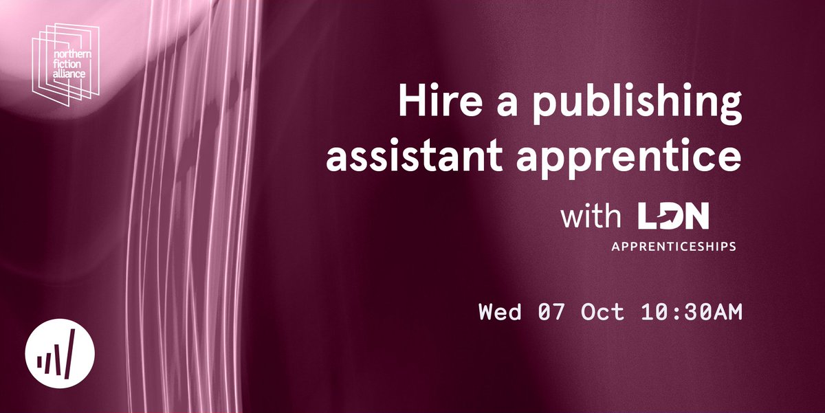 As part of our ongoing partnership, the Northern Fiction Alliance &amp; <a href="/PublishersAssoc/">Publishers Association</a> are joining forces for a series of online workshops this Autumn

Indie presses! Join us 7/10 to find out about the publishing apprenticeship with <a href="/LDNApprentices/">LDN Apprenticeships</a>

Tickets: eventbrite.co.uk/e/hire-a-publi…