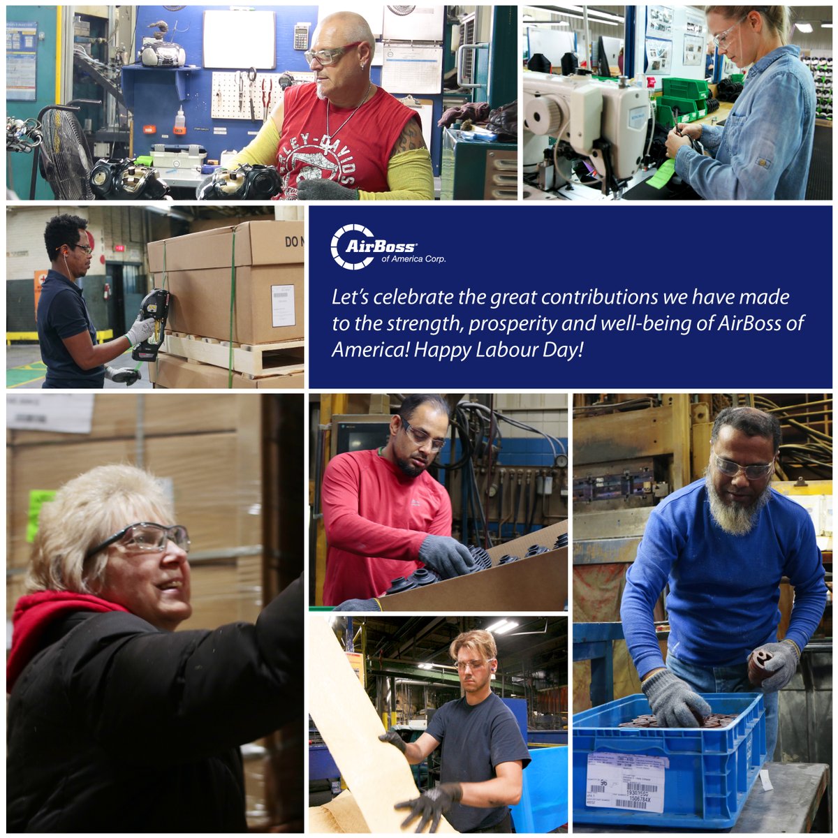 AirbossAmerica's tweet photo. Let's celebrate the great contributions we have made to our strength, prosperity and well-being #AirBossofAmerica! #HappyLabourDay! 
#MadeinUSA #MadeinCanada #AirBossFamily https://t.co/G0UggEqABC