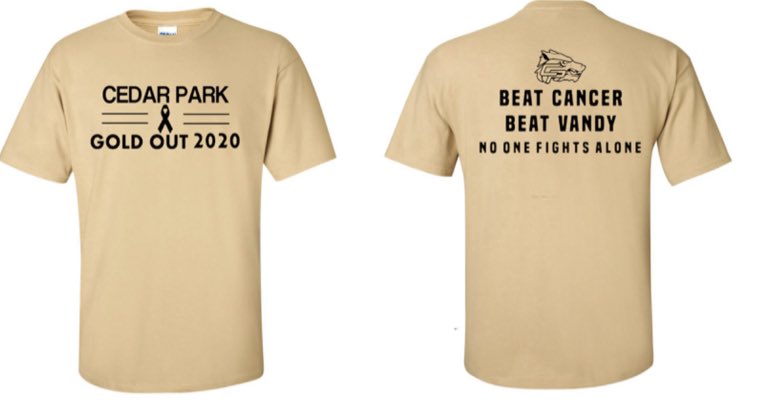 September is Childhood Cancer Awareness month, so please purchase a Gold Out shirt as all of our proceeds will go directly to Lance White’s Lift Brigade, and wear it to the game against VHS! <a href="/liftbrigade/">Lift Brigade</a> <a href="/Athletics_LISD/">Lorena ISD Athletics</a> @CPHS_TWolves <a href="/cedarparkcheer/">cedar park cheer</a> 

fs24.formsite.com/cphcheer/derhb…